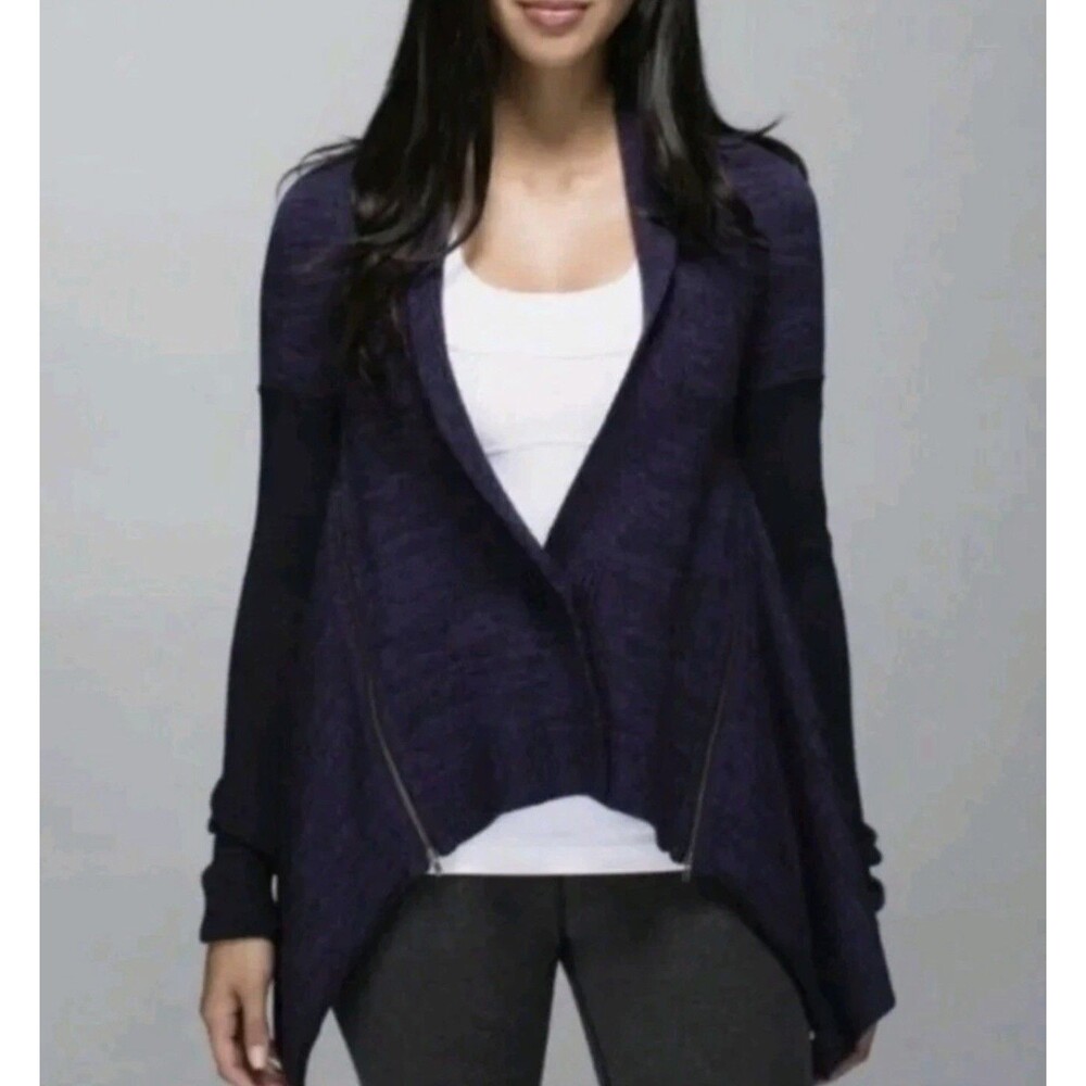 Lululemon Women Oversized Wrap It Up size 2/4 Purple Wool Sweater Long Sleeves